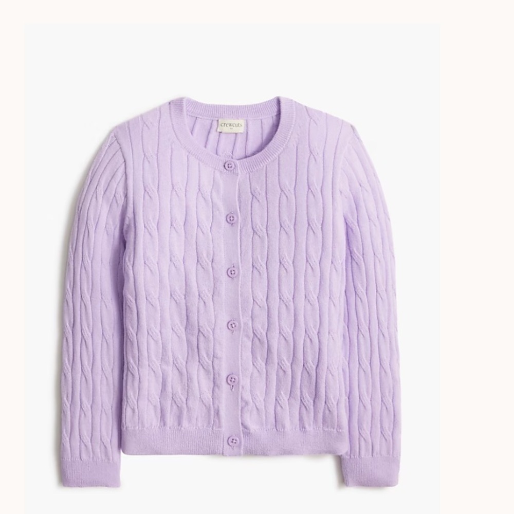 J crew vintage lilac Girls' cable-knit Casey cardigan sweater